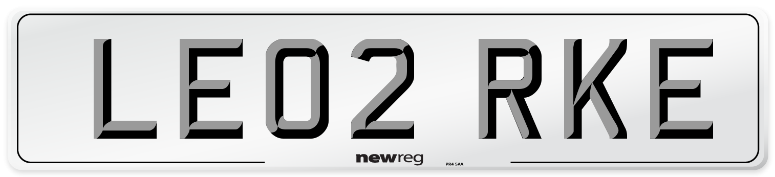 LE02 RKE Number Plate from New Reg